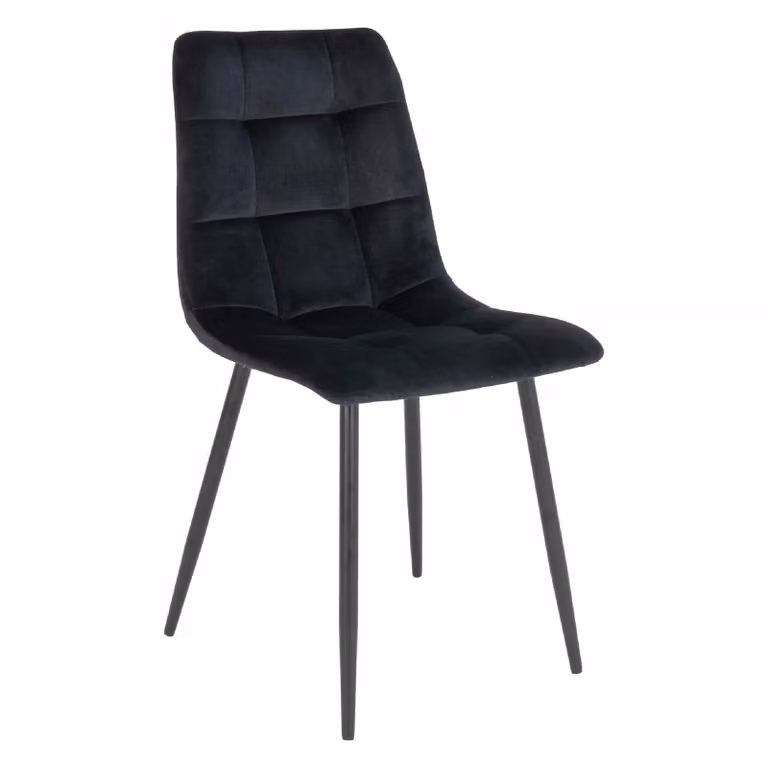 Set van 2 Nest of Nora Eetkamerstoelen Luka velvet met zwarte stalen poten - Zwart