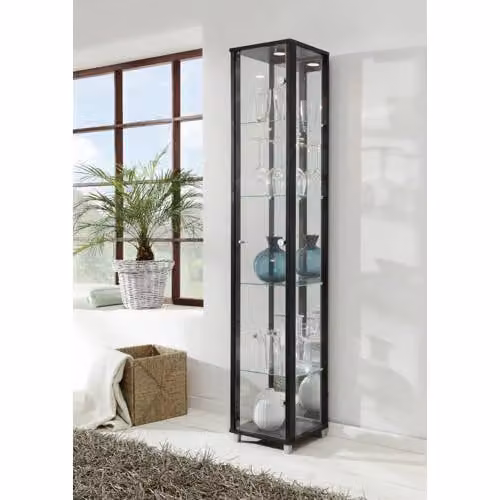 Wehkamp Home Vitrinekast Lucero Standard zwart met glazen deuren en geïntegreerde verlichting B/D/H: 32 x 33 x 172 cm