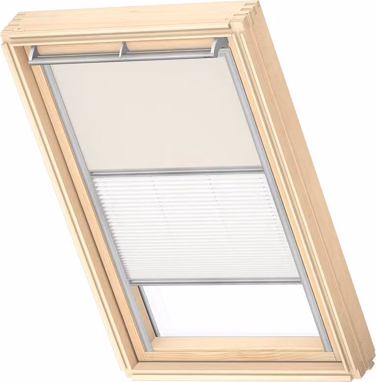 Velux Origineel Verduisterend Rolgordijn Plus Plissé DFD, Zilveren Kozijn, M08 308 2, Licht Beige