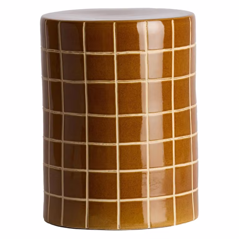Light en Living MAUCHO bijzettafel met keramisch blad in cognac en crème, B: 33 cm, H: 44 cm