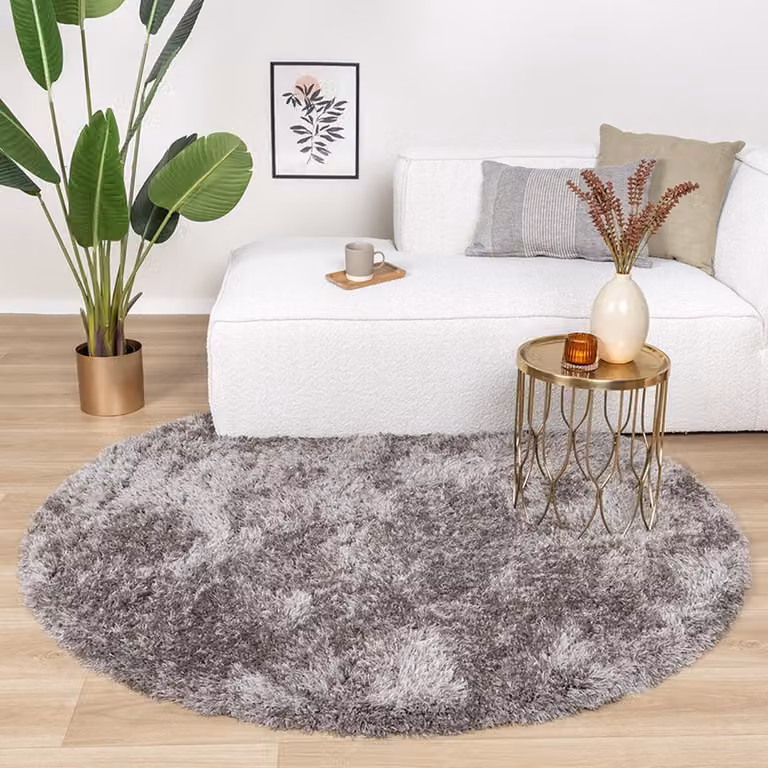 NATURL. Rond Shaggy vloerkleed Blaze Grijs Ø 160 cm