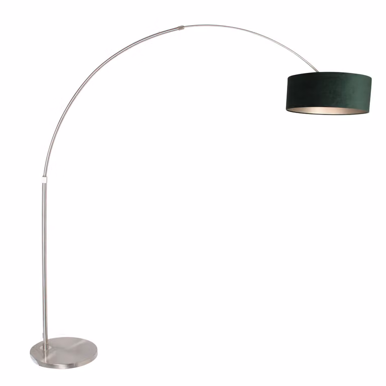 Steinhauer Booglamp Sparkled RVS met groene velours kap