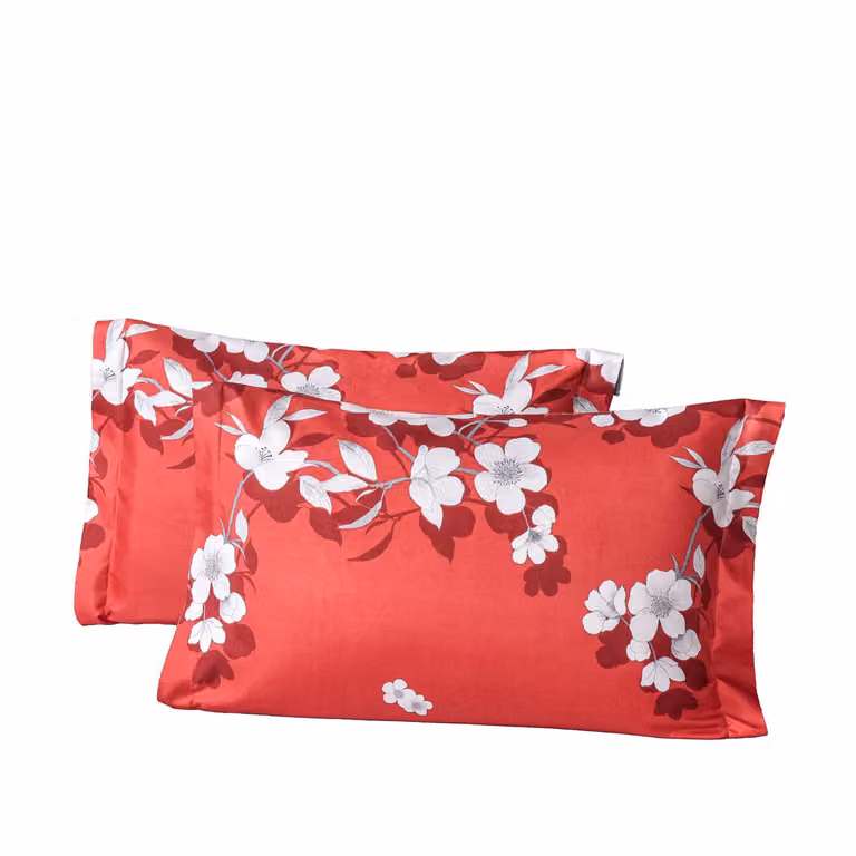 Extra kussensloop Rood met witte bloemen