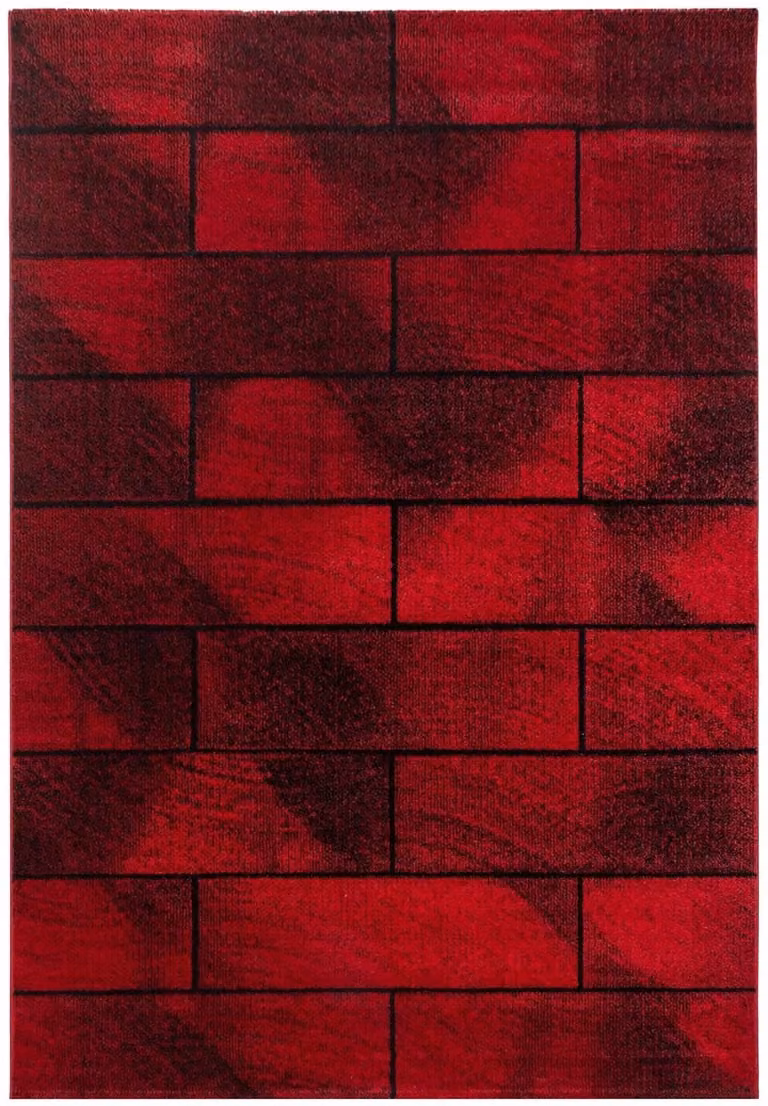 Beta Laagpolig Vloerkleed Rood Stenen Look B/D: 240 x 340 cm