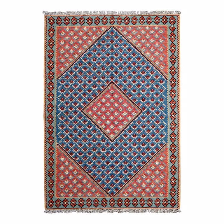 home24 Kelim Senneh laagpolig vloerkleed beige multicolleur wol B: 107 cm, H: 156 cm
