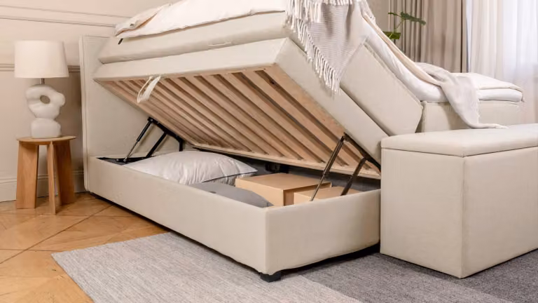 BRUNO Premium boxspring met opbergruimte beige 200 x 200 cm