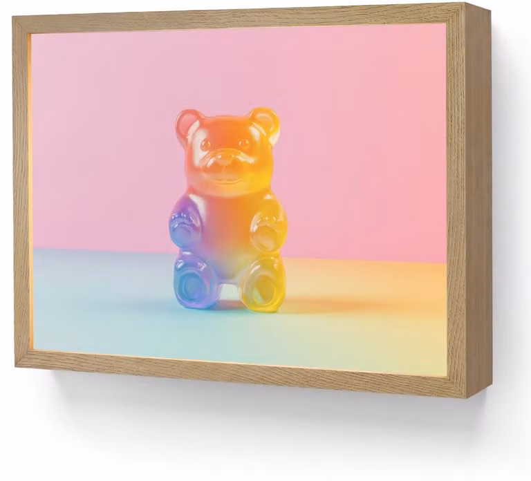 OnlyWow Oplaadbare LED Wandlamp in Pastel met Houten Accent voor Woonkamer en Slaapkamer - 40 x 30 cm