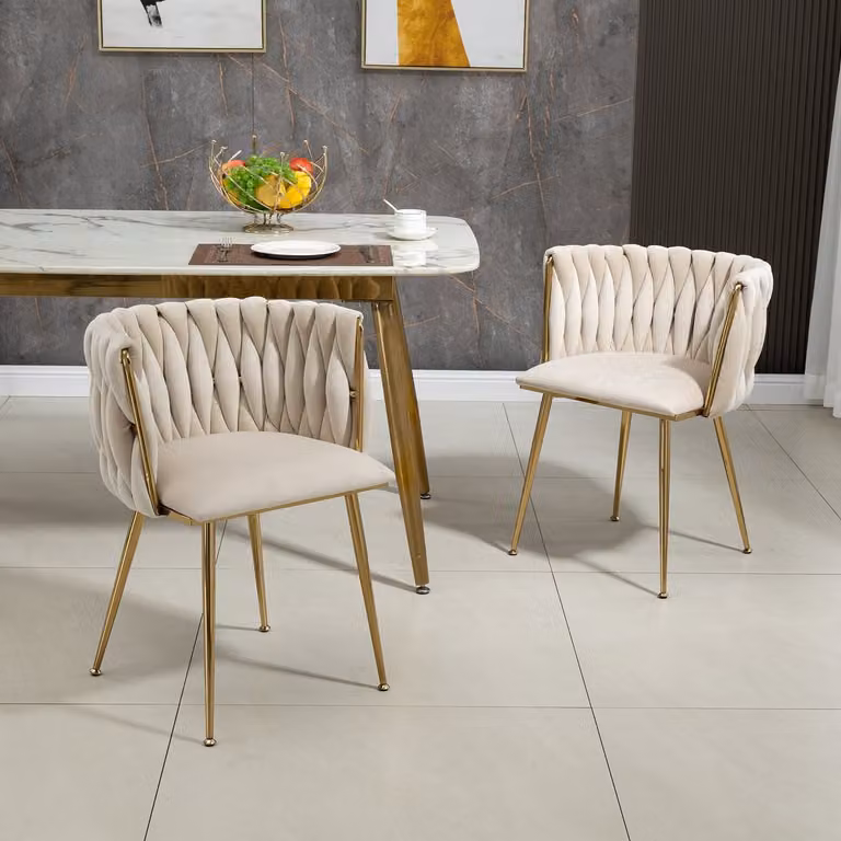 STILVORA Eetkamerstoel Set van 2 – Luxe Fluwelen Design met Anti-Slip Voetjes – Ivoor