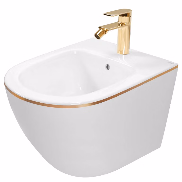 Rea Wandbidet Carlo Mini Wit met Gouden Rand