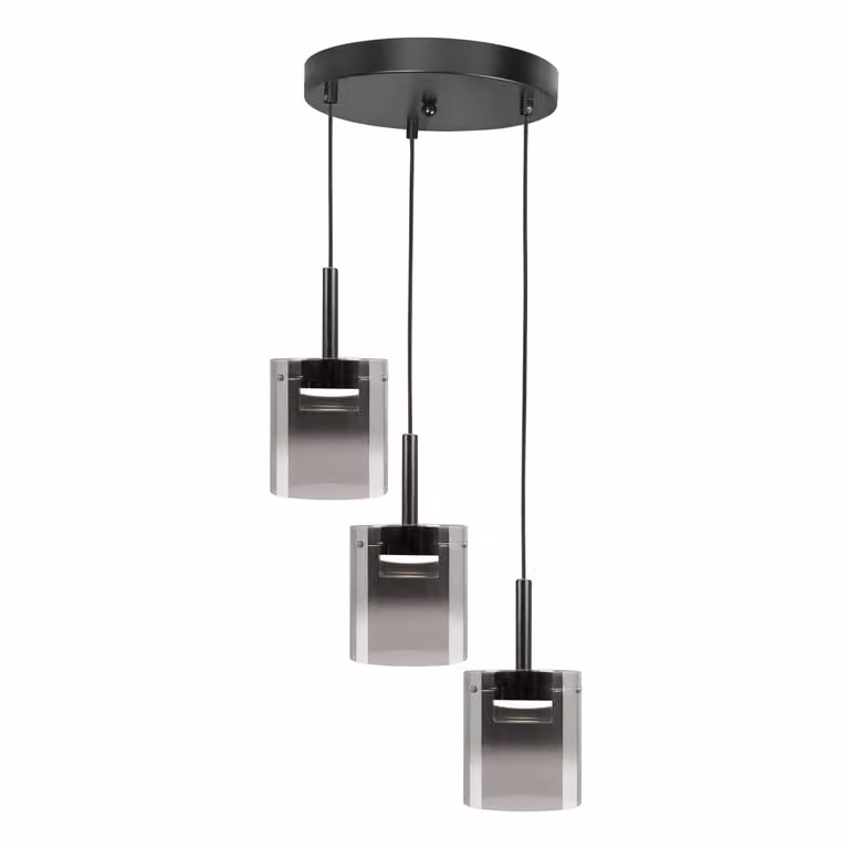 Highlight Salerno 3-lichts hanglamp zwart met glazen elementen Ø 38 cm