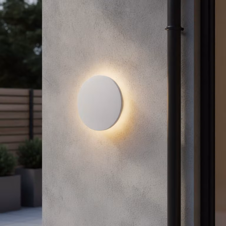 Lyora Ronde wandlamp wit met koper accent, Ø 13,5 cm
