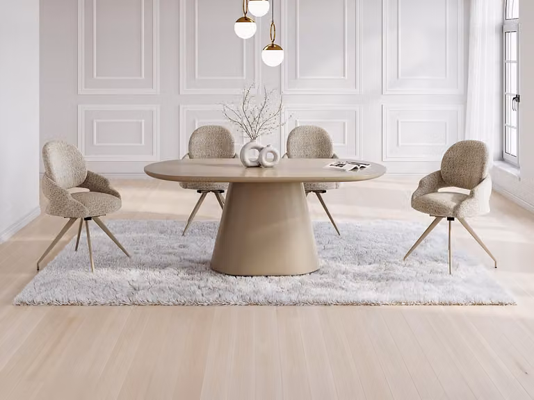 Vente-unique Set van tafel en 4 stoelen VALIANA - Beige en wit