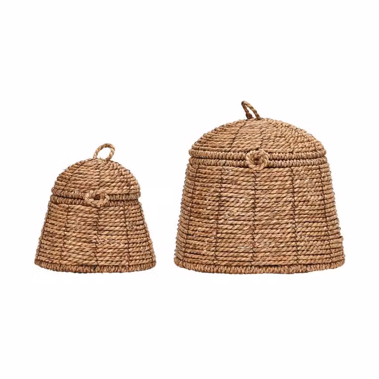 House Doctor Rama opbergmand met deksel 2-pack beige seagrass