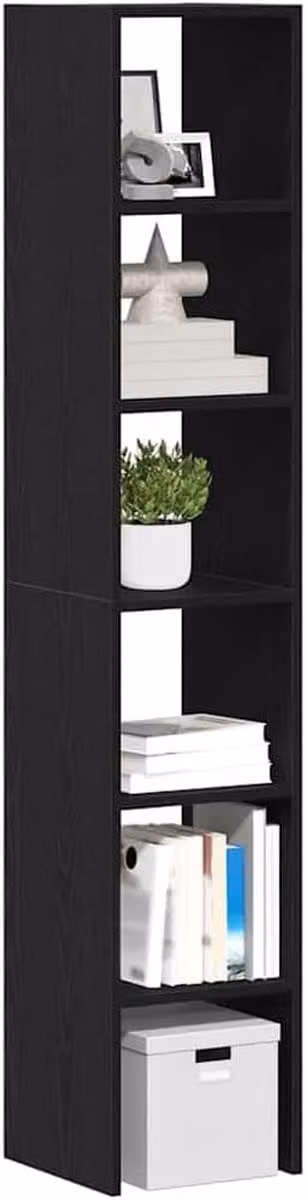 Stapelbare boekenplanken opbergrek in zwart eikenlook voor de woonkamer of slaapkamer, H 80 x B 30 x D 30 cm