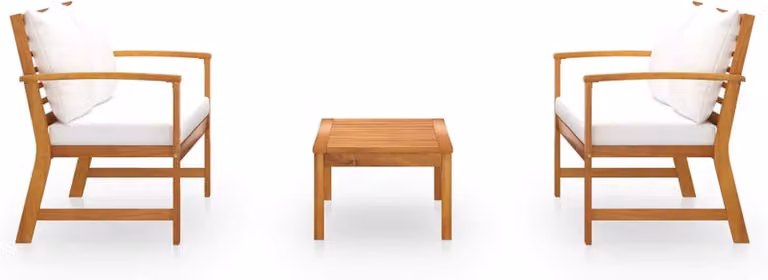 3-delige loungeset met kussens en tafel in klassieke stijl
