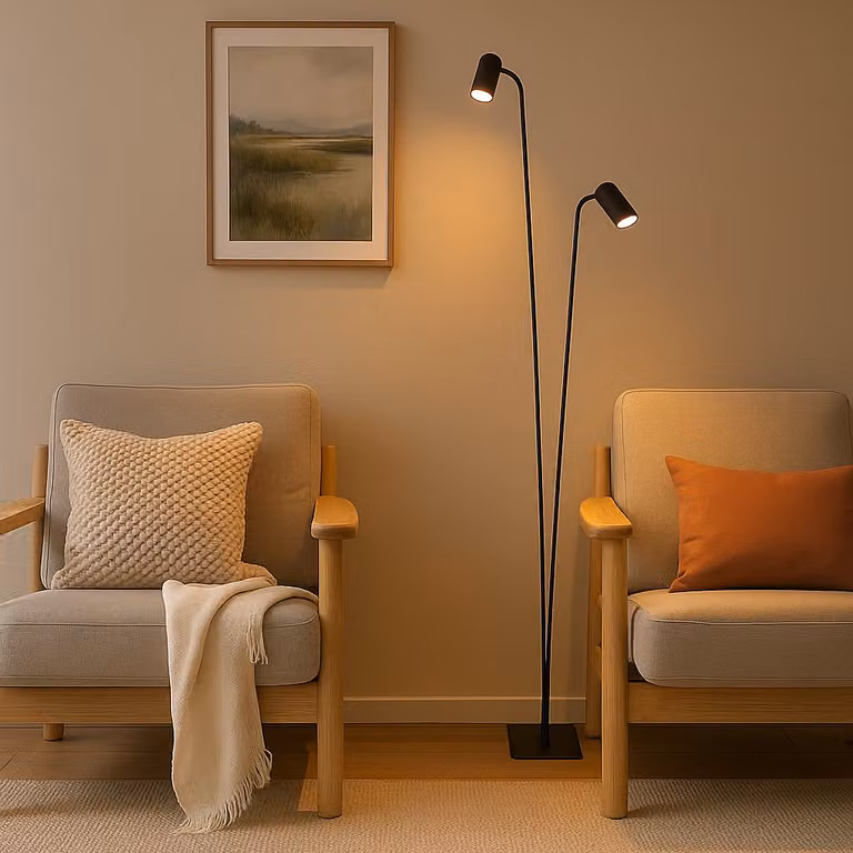 Lyora Mono II Vloerlamp - Zwart - 2-lichts - Modern Metaal