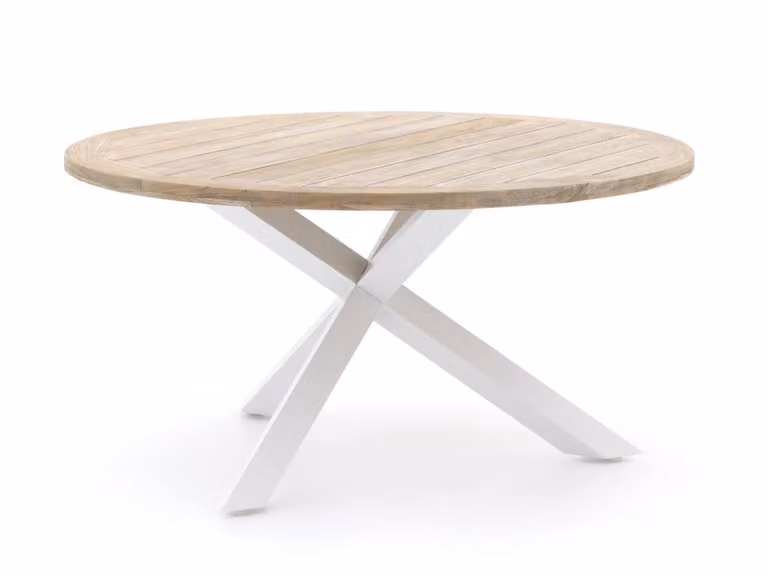 ROUGH Furniture Ronde Tuineettafel van Teakhout, Bruin/Grijs, Ø 150 cm