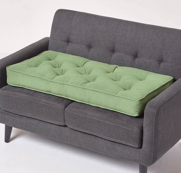 Homescapes Orthopedisch Zitkussen voor Tweezitsbank, Groen, B/D/H: 100 x 50 x 10 cm