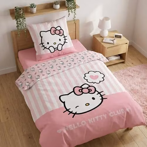 Hello Kitty 1-persoons dekbedovertrek Hart Roze 135 x 200 cm - 100% Katoen