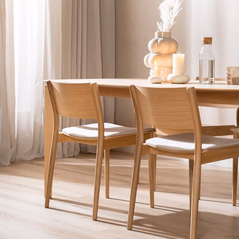 Scandinavische eetkamerstoel Elio Bronx71 naturel eiken en off white