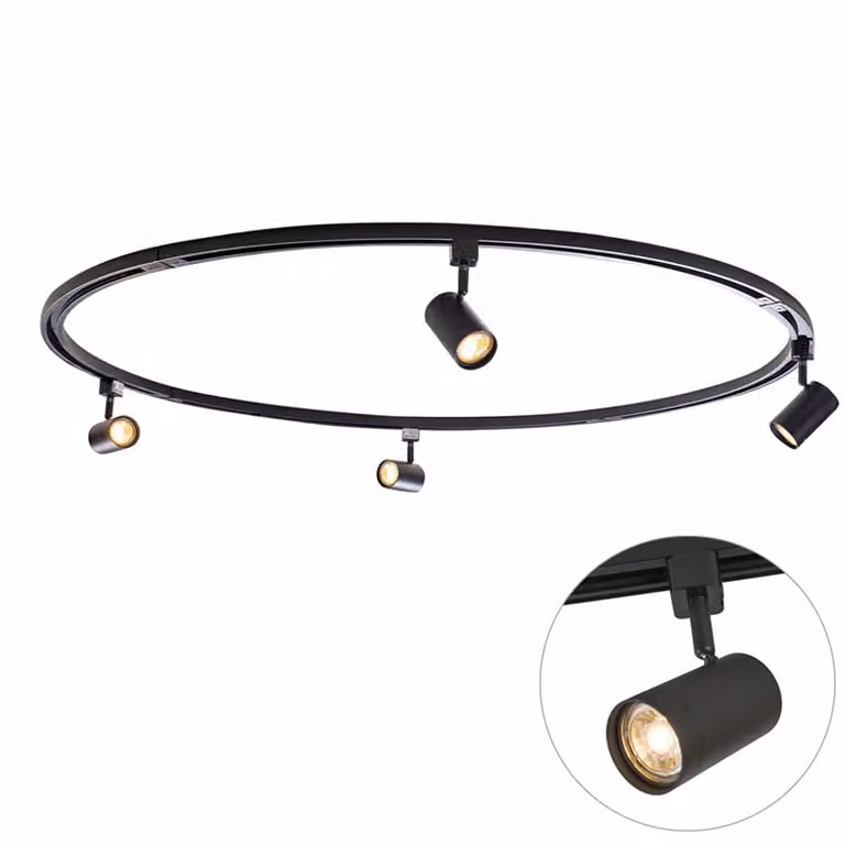 Qazqa Modern railsysteem met 4 verstelbare spots, zwart, 1-fase, 120 cm