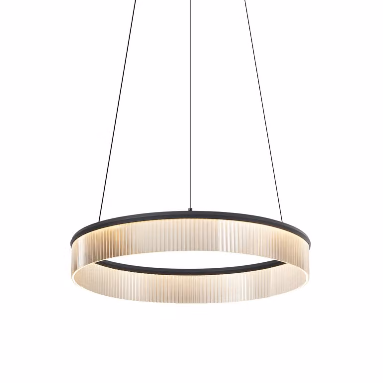 Qazqa Anello Chandelier moderne LED hanglamp zwart, rond, 59 cm, dimbaar, warmwit