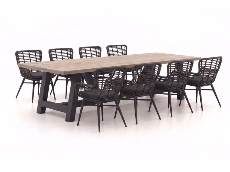 Intenso Furniture Diningset voor 8 personen, 9-delige moderne tuinset van behandeld teakhout