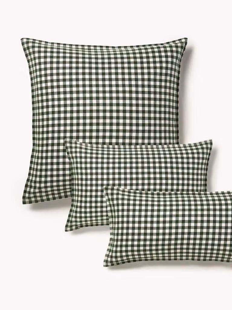 Westwing Collection Kussenhoes Yola Geruit Flanel 80x80 cm