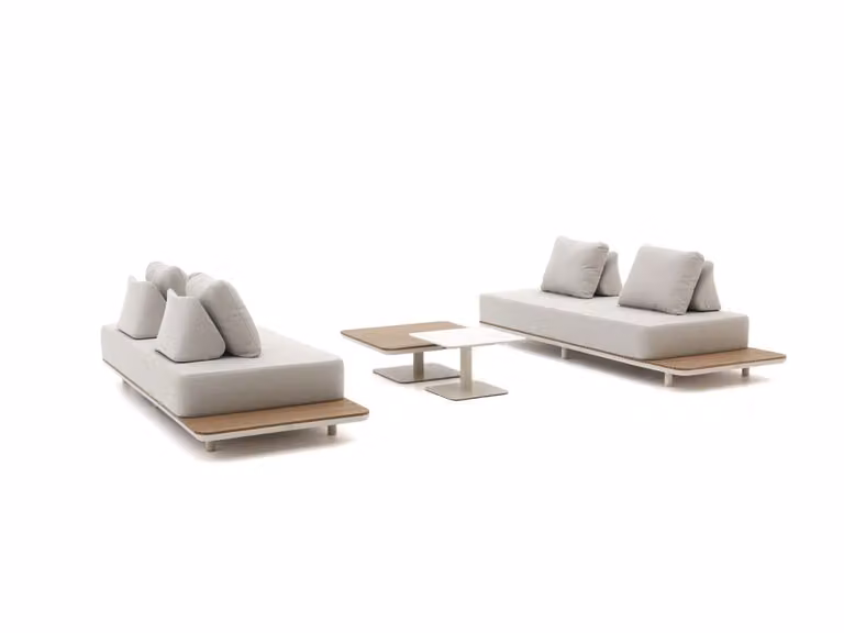 Bellagio loungeset voor 4 personen met beige kussens en aluminium frame