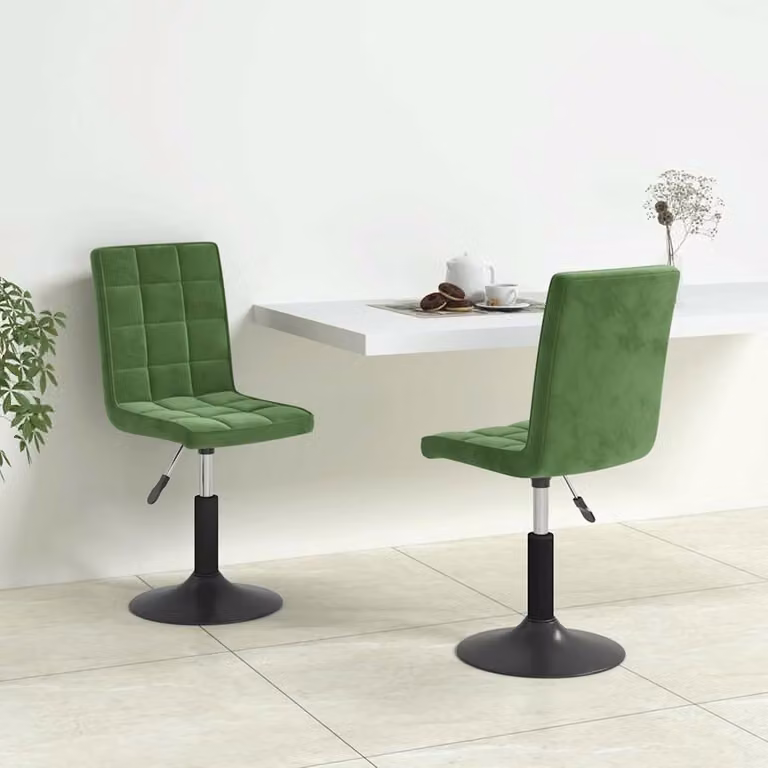 Set van 2 draaibare eetkamerstoelen met gasveer in donkergroen fluweel voor de eetkamer of woonkamer
