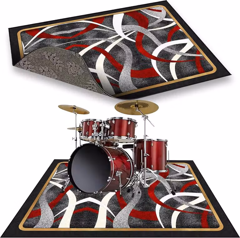 Geluidsisolerend Drumtapijt met Antislip Rubberen Onderkant - Zwart - 200 x 180 cm