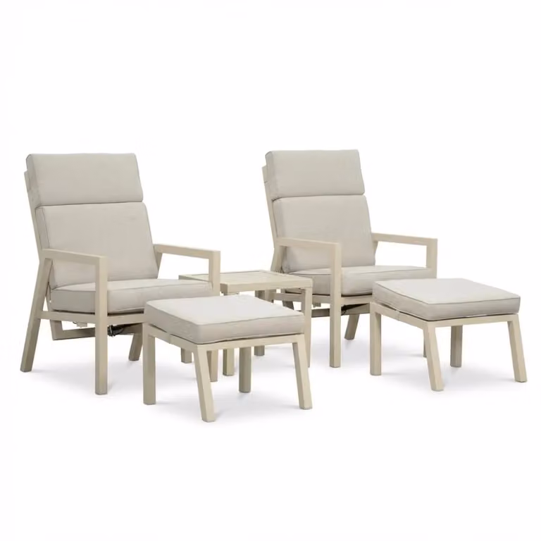 LUX outdoor living Oregon lounge balkonset - 5-delig aluminium - beige - 2 personen - verstelbaar