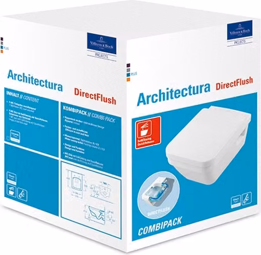 Villeroy & Boch Architectura Combi-Pack Tiefspül-WWC met zitgedeelte en softclose deksel