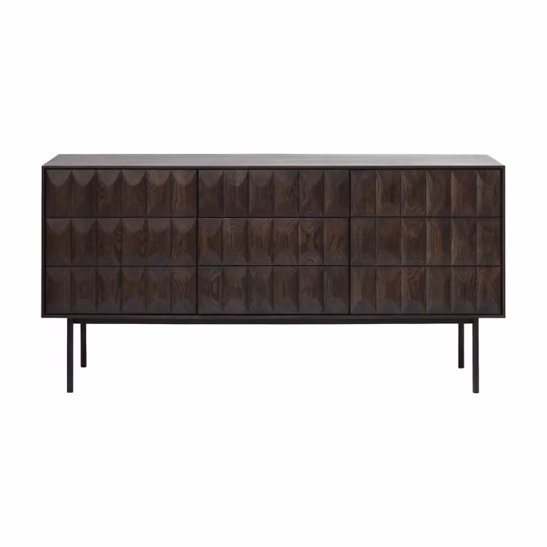 Nest of Nora Svenn Houten dressoir - 3-deurs - Donkerbruin - B: 160 cm, H: 80 cm, D: 45 cm