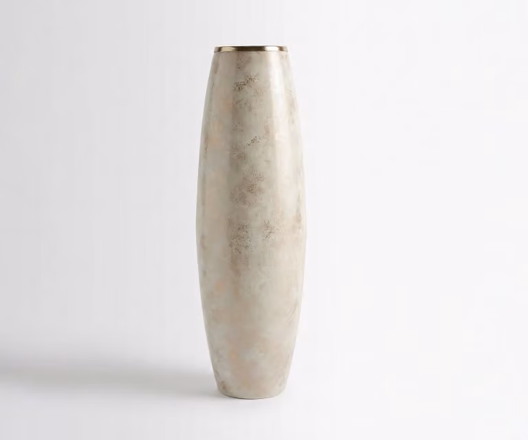 DELIFE Vaas Velino Handgemaakt Glas Alabaster Gold B: 25 cm, D: 25 cm, H: 79 cm
