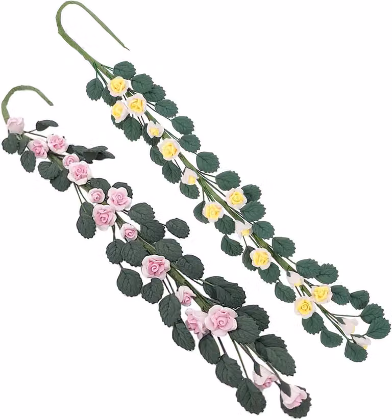 Set van 2 Miniatuur Kunstbloemen met Rozen Decoratie in Diverse Kleuren