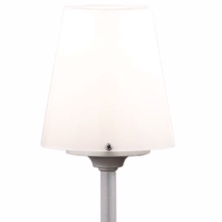 Konstsmide Lucca Small moderne staande lamp met witte kunststof kap en grijze aluminium behuizing