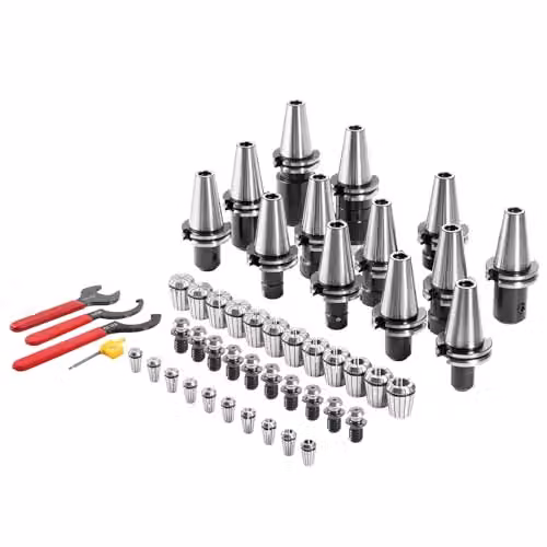 VEVOR CAT40 ER 16/32 Spantangset met 35 stuks, zilverkleurige roestvrijstalen spantanghouders voor freesmachines en boormachines