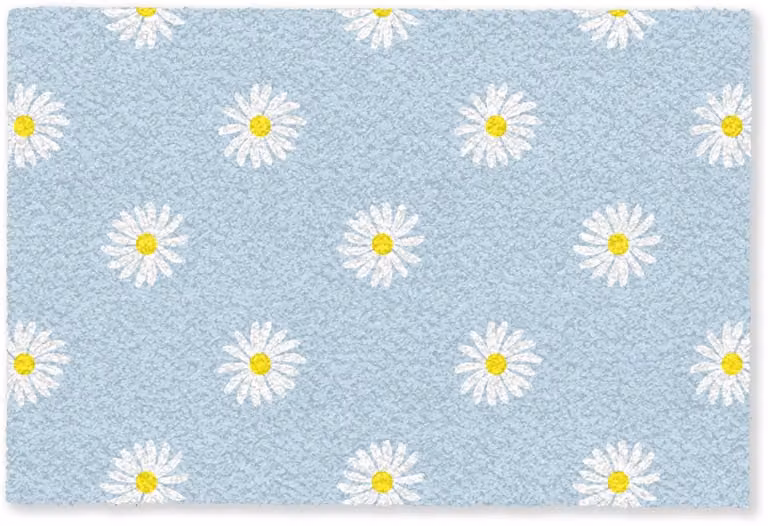 Deurmat Madeliefjes Droogloopmat - Wit en Blauw - 90 x 60 cm