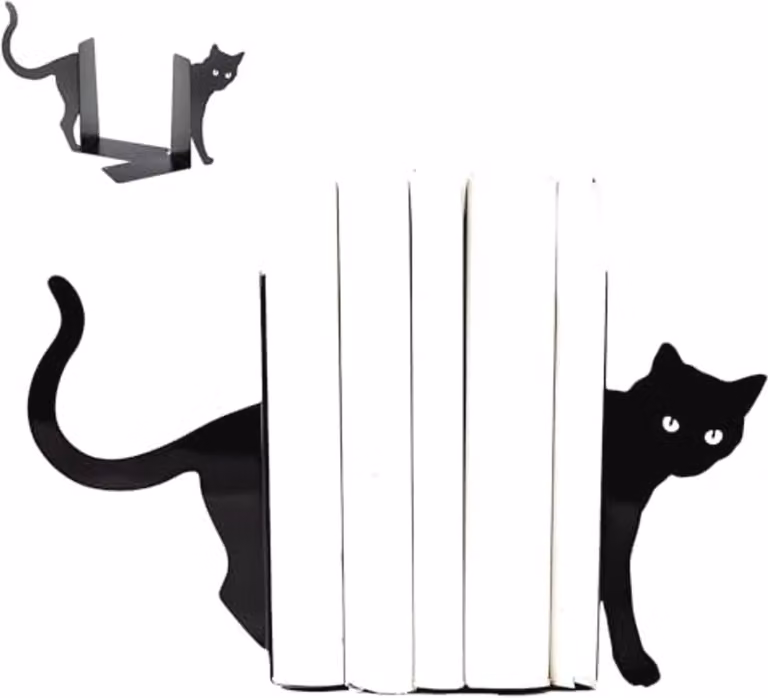Decoratieve Boekensteunen Zwarte Kat - 2 Stuks