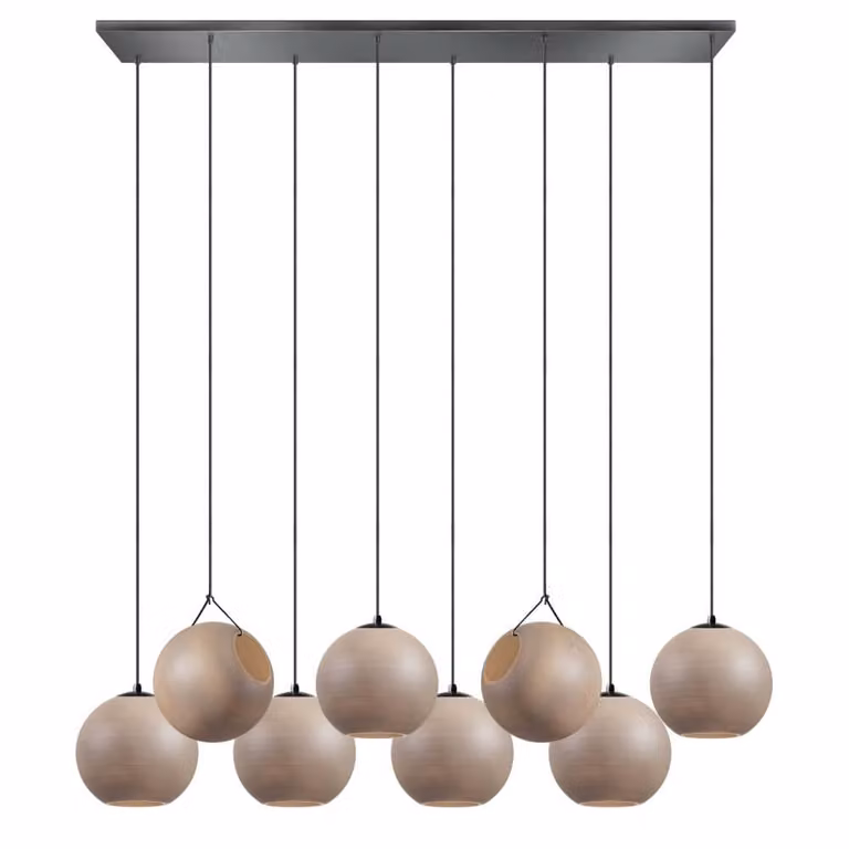 ETH Orb Saturn 8-lichts hanglamp recht met uniek effect in zwart en beige