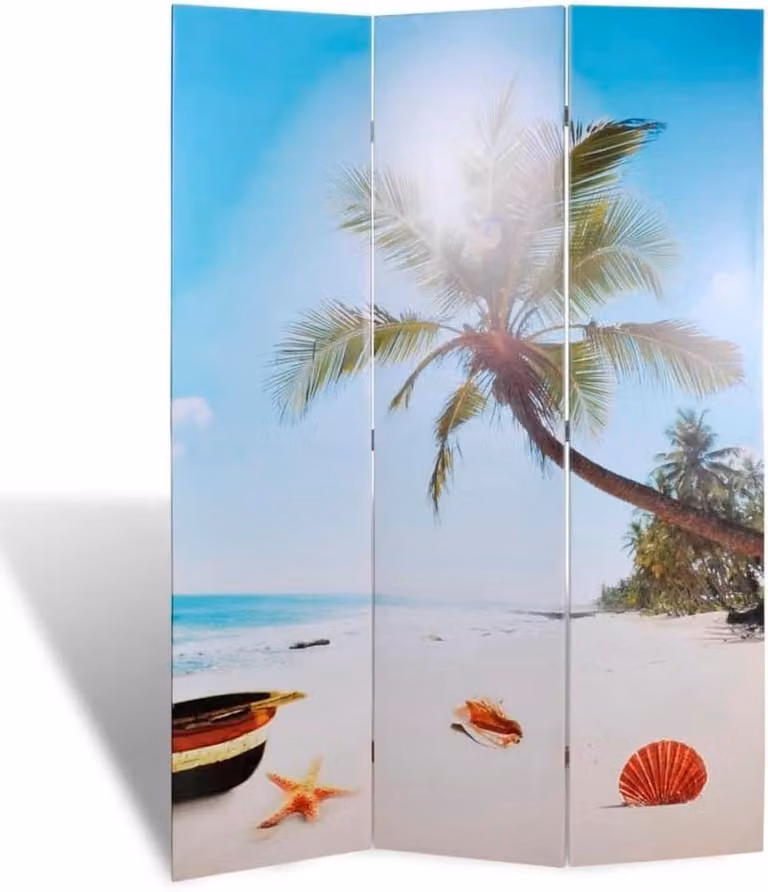Opvouwbare Kamerverdeler Strand - Dubbelzijdig Bedrukt - B/D/H: 120 x 170 cm