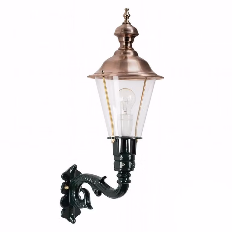 KS Verlichting Wandlamp Schardam Nostalgie - Koper - Transparant Glas