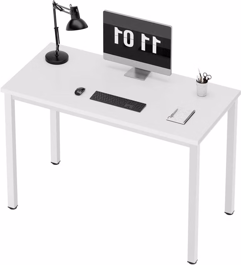 Wit computerbureau met krasbestendig oppervlak voor thuiswerken B/D/H: 100 x 60 x 75 cm