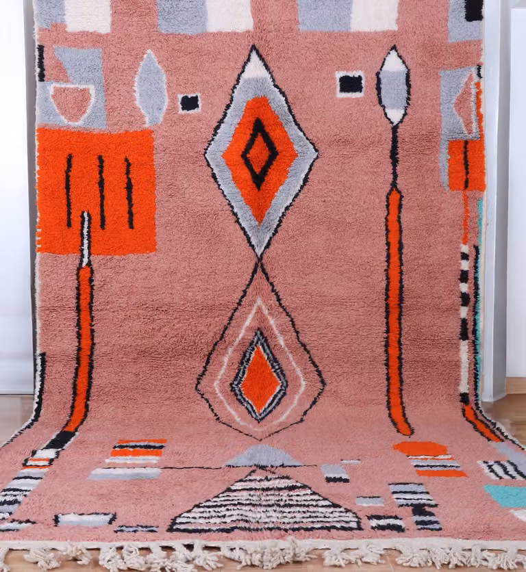 Handgemaakt Marokkaans Vloerkleed met Abstract Design van 100% Wol, Rechthoekig, 325 x 195 cm