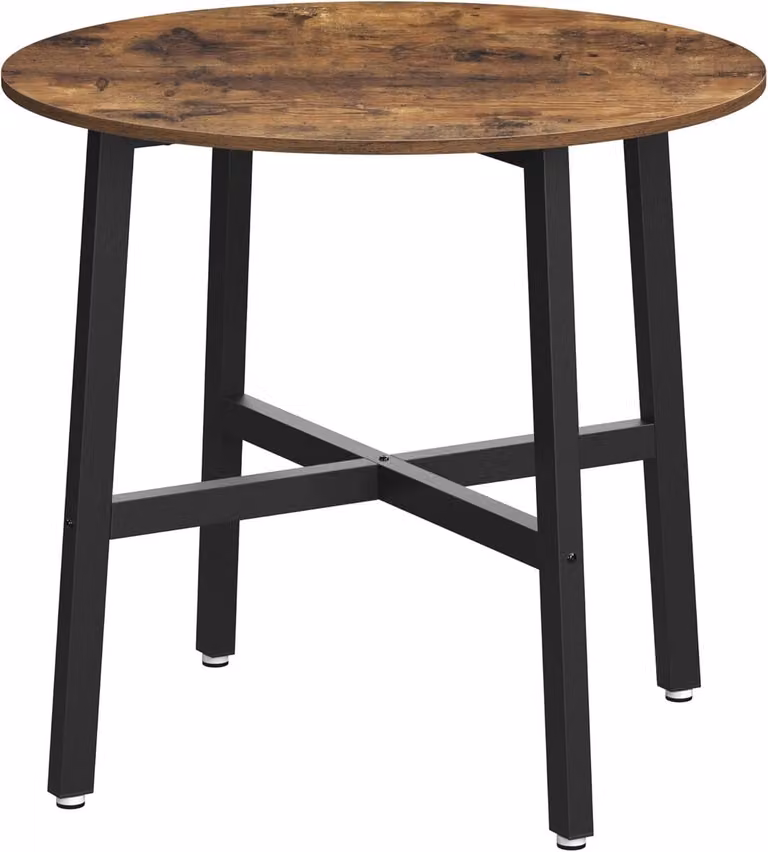 Furnstar Ronde Eettafel Industrieel - Rustiek Bruin/Zwart - Ø 80 cm