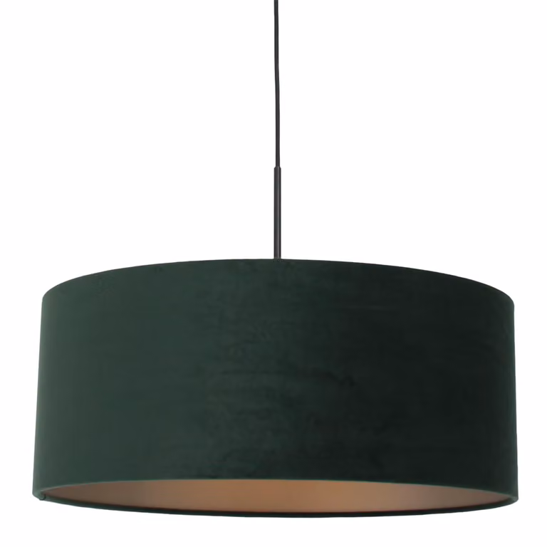 Steinhauer Hanglamp Sparkled met groene velours kap en zwart metalen accenten, Diameter: 50 cm