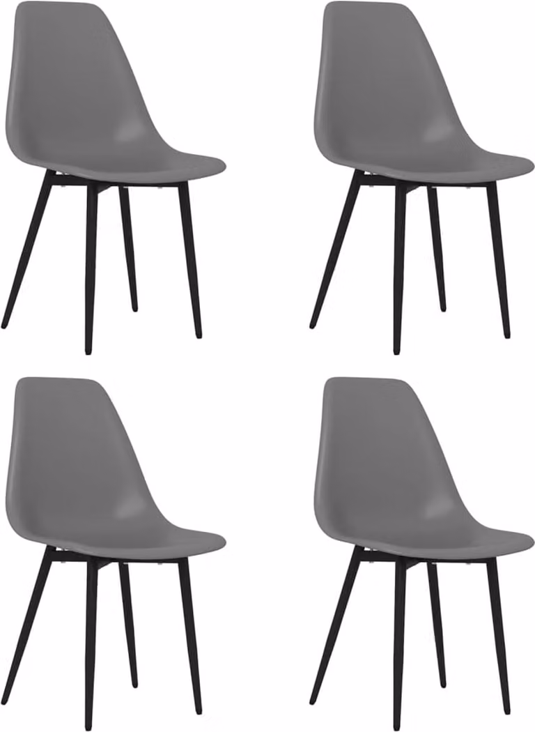 vidaXL Set van 4 Eetkamerstoelen in Grijs PP