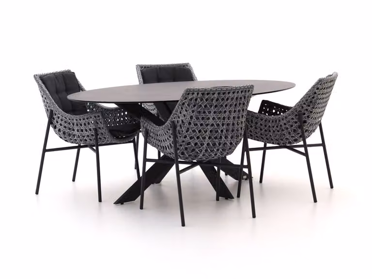Manifesto Furniture Diningset voor 4 personen met ovale tafel en kunststof stoelen