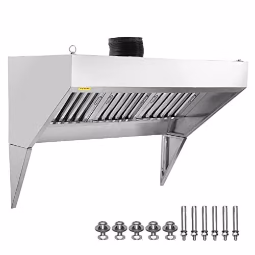 VEVOR Professionele RVS Afzuigkap voor Foodtrucks, 210 cm, Zilver